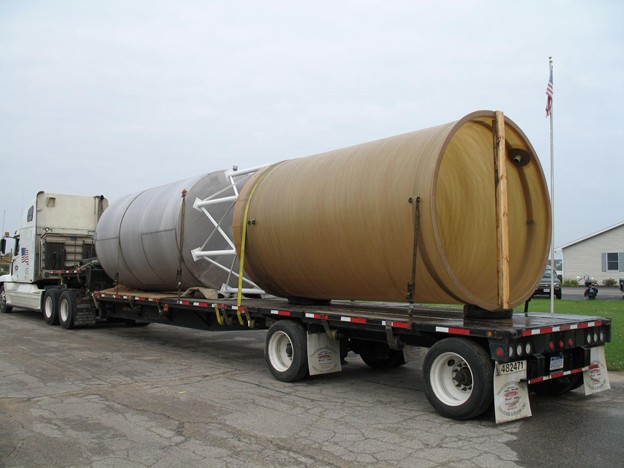 Field assembled FRP tank shipped in sections by flatbed